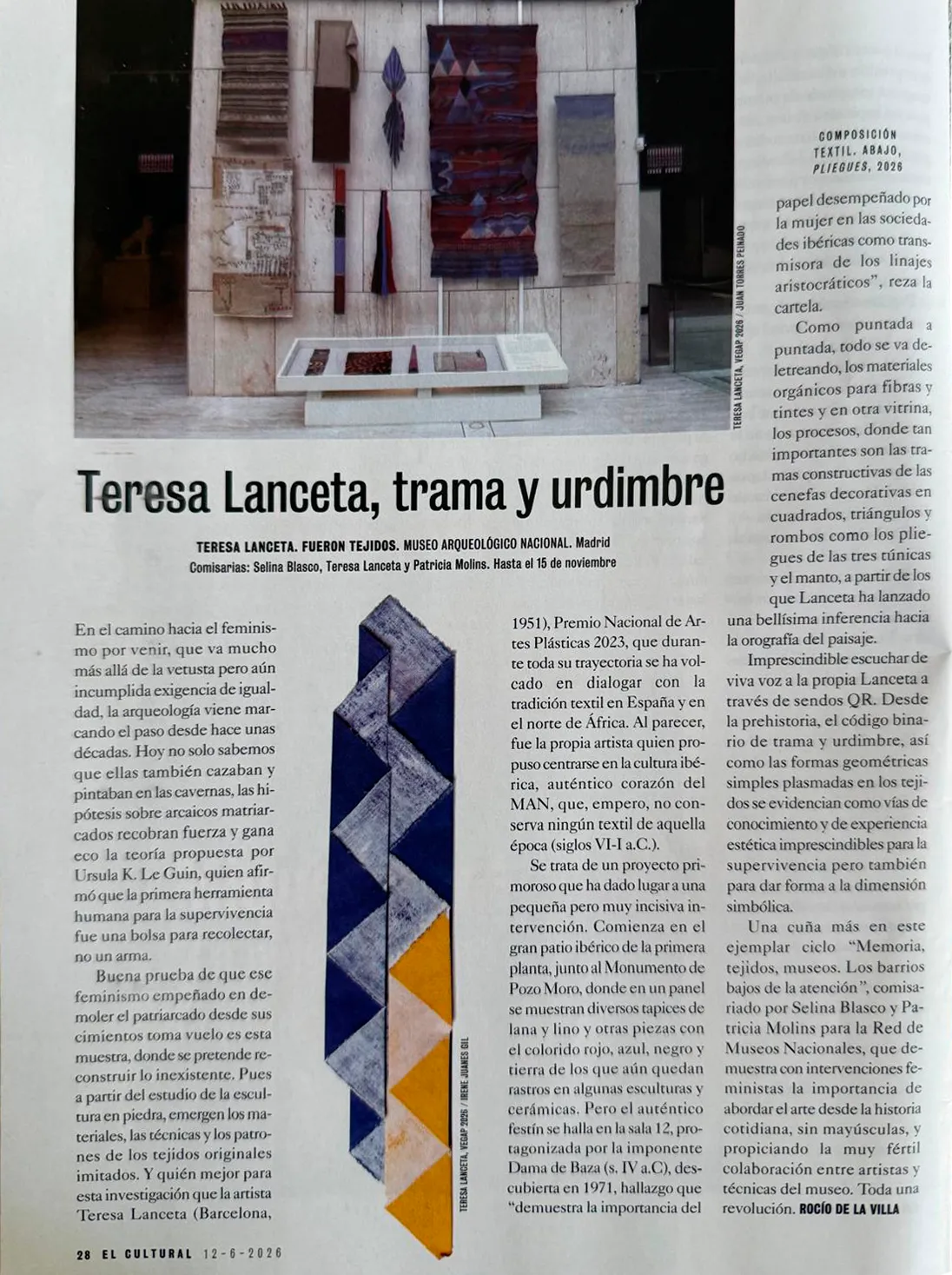 Teresa Lanceta, trama y urdimbre - El Cultural, 12/06/2026